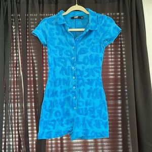 Jaded London Toweling Playsuit in Blue